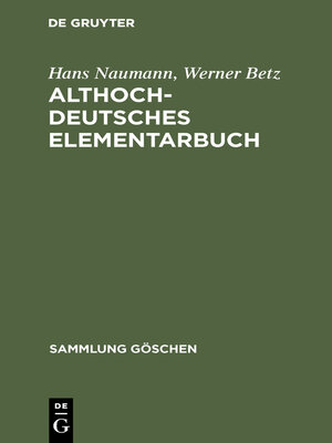 cover image of Althochdeutsches Elementarbuch